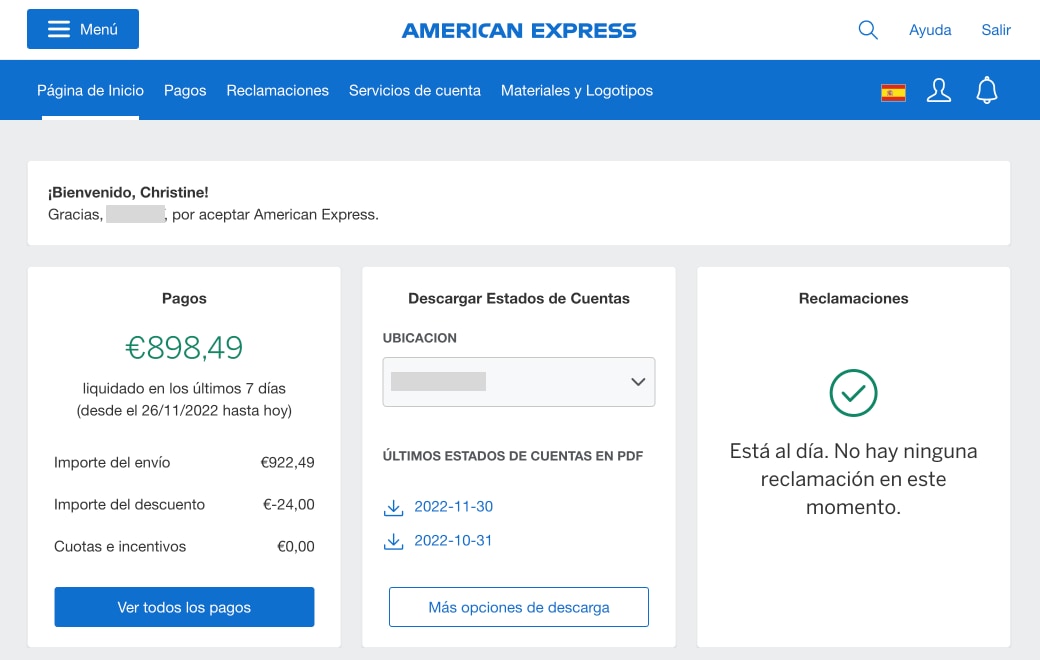 Screenshot of Account Summary Page (Dashboard)
