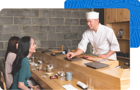 A sushi restaurant owner serving a customized meal to a customer