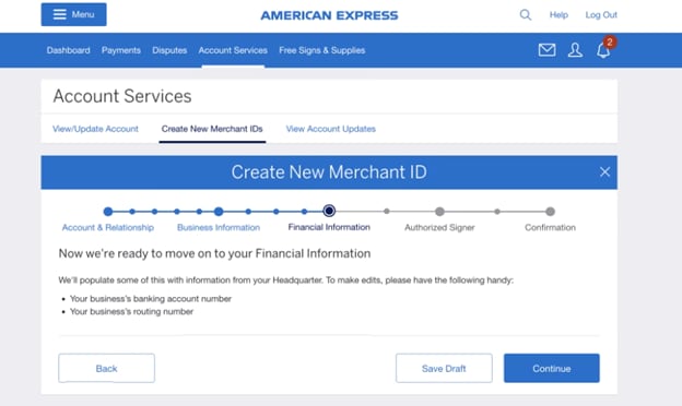 Screenshot for financial information needed